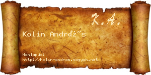 Kolin András névjegykártya